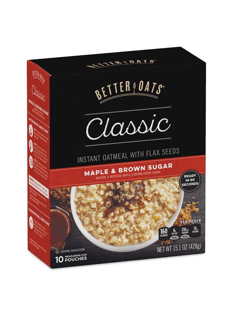Better Oats Classic Maple & Brown Sugar Instant Oatmeal box image