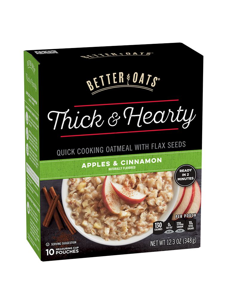 Better Oats Thick & Hearty Apples & Cinnamon Instant Oatmeal box image