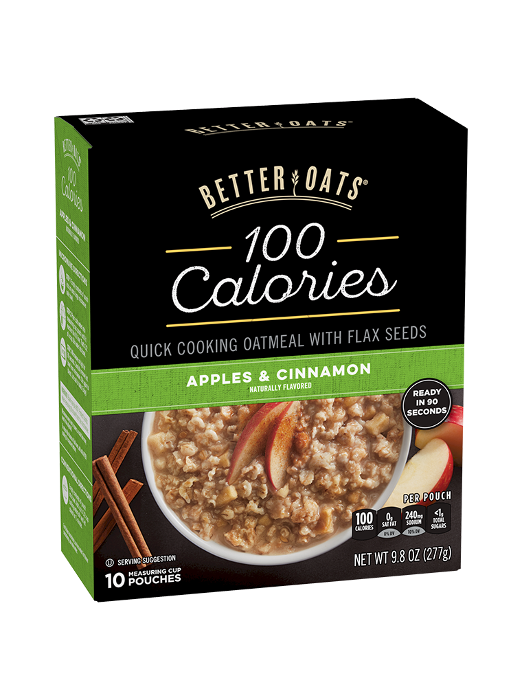 Better Oats 100 Calories Apples and Cinnamon Instant Oatmeal box image