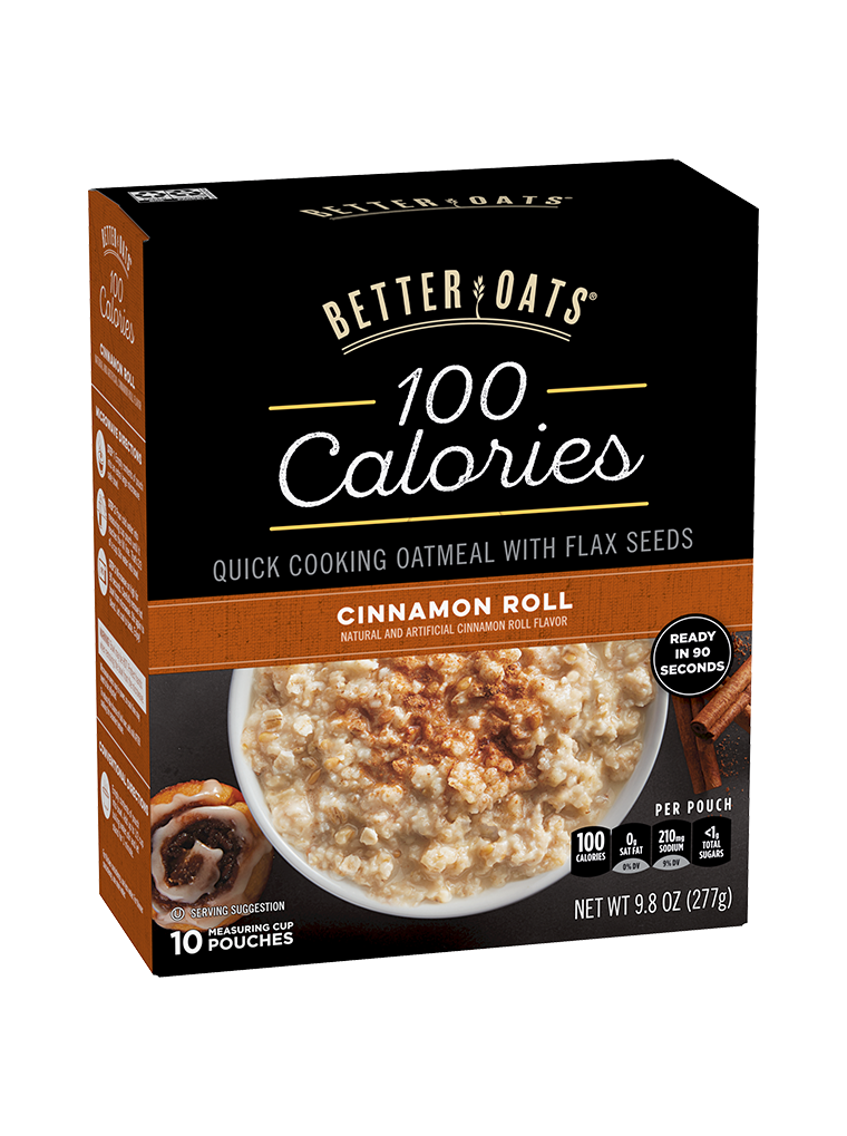 Better Oats 100 Calories Cinnamon Roll Instant Oatmeal box image