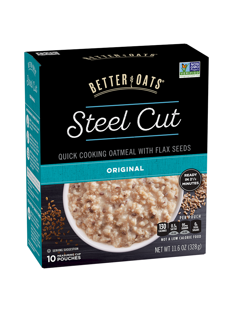 Better Oats Steel Cut Original Instant Oatmeal box image